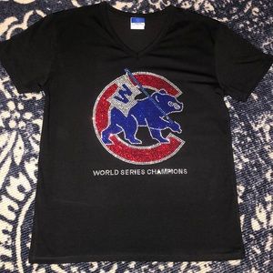Black Chicago Cubs Bedazzled T-shirt